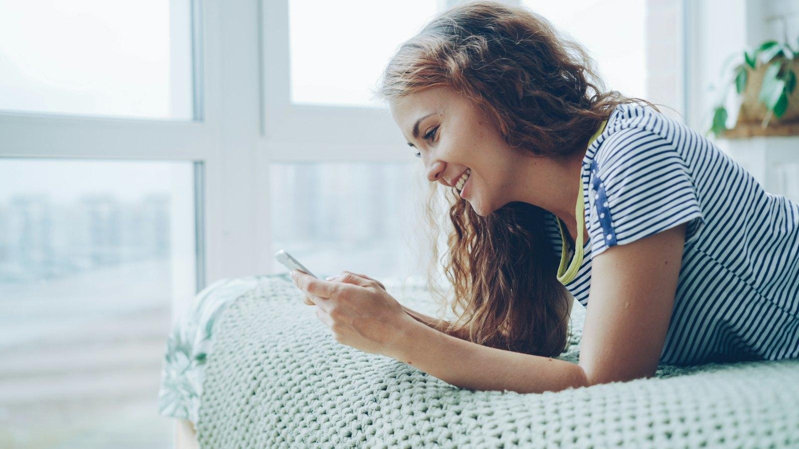 Woman replying to a message